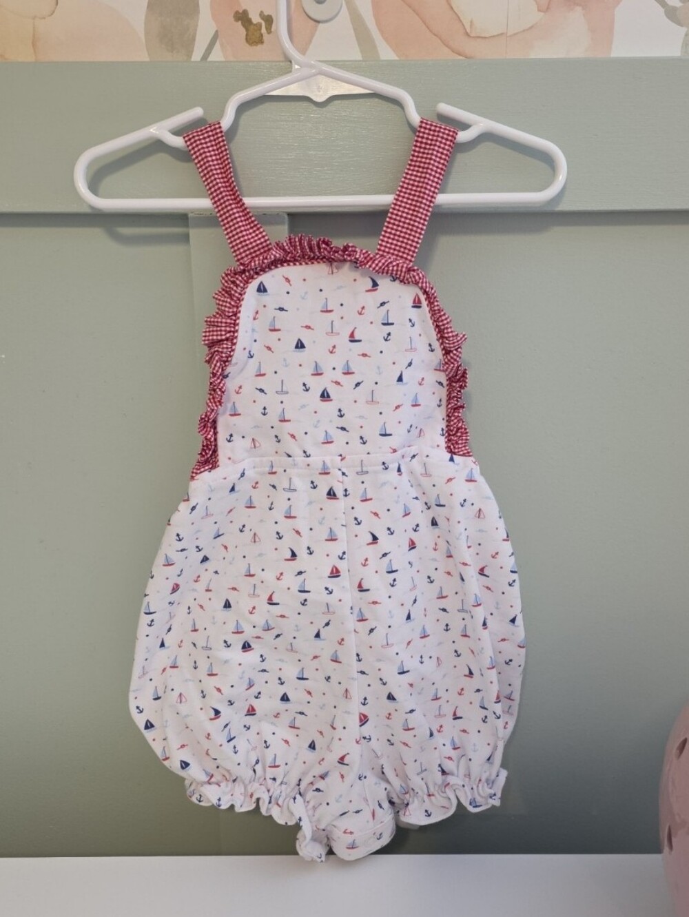 Lullaby set 3t smocked nautical Sailboat summer ocean beach Bubble Romper